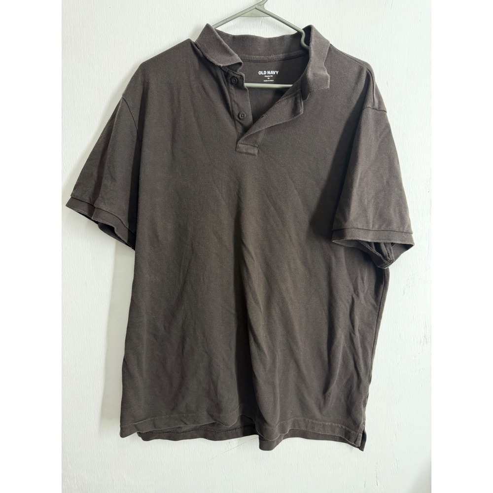 Old Navy Classic Fit Polo Shirt Mens XL Gray Brown Short Sleeve Pique Cotton Tee